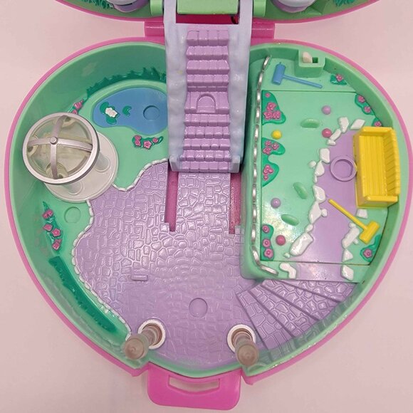 Vintage Polly Pocket Light Up Castle 1992 Pink Heart Compact Bluebird 5" Case - Picture 3 of 8